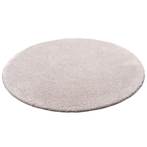 Runder, grauer Snapstyle Hochflor Shaggy Teppich Palace, 200x200 cm.