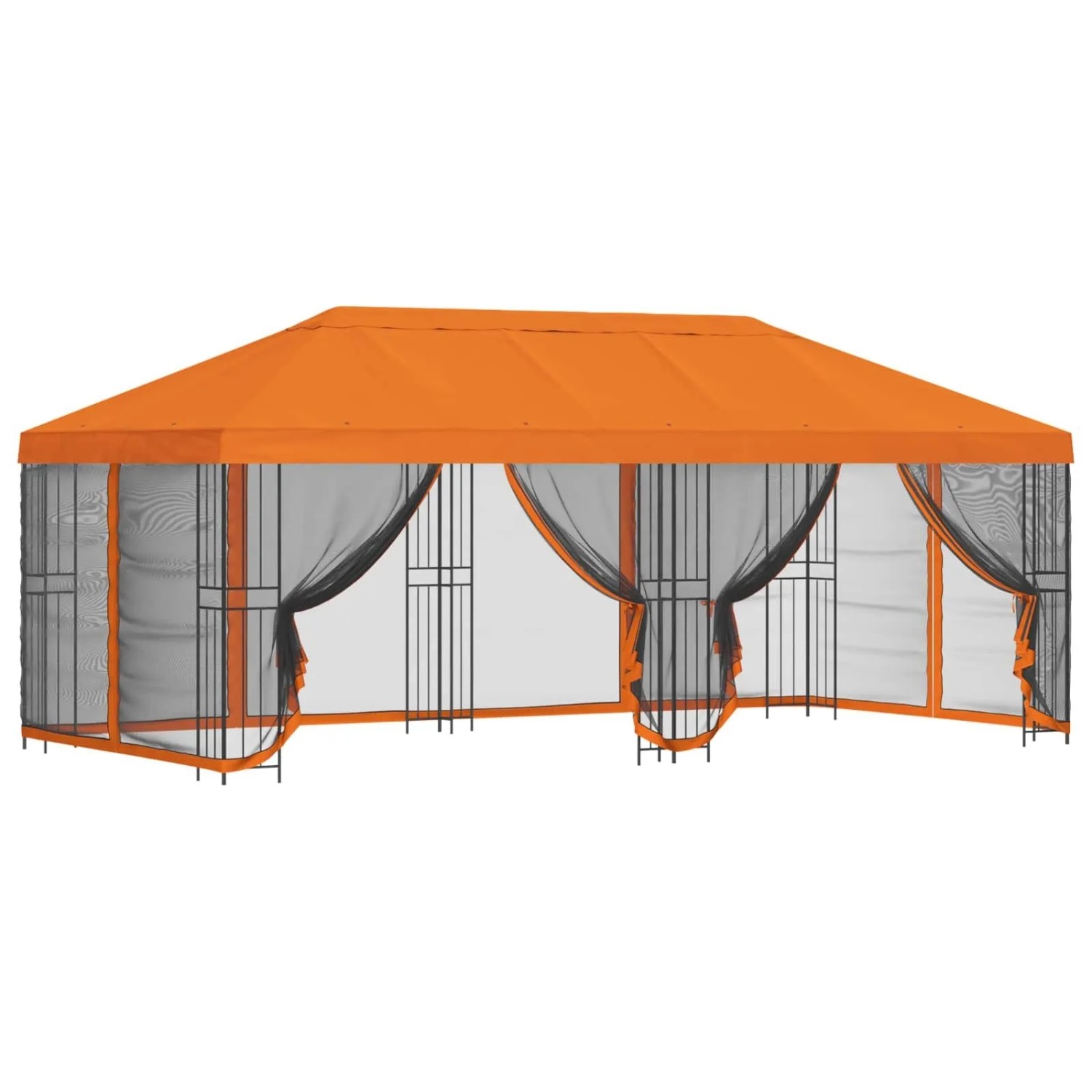 vidaXL Pavillon mit Seitenwänden 6 x 3 m Orange Polyester und Stahl 3376002
