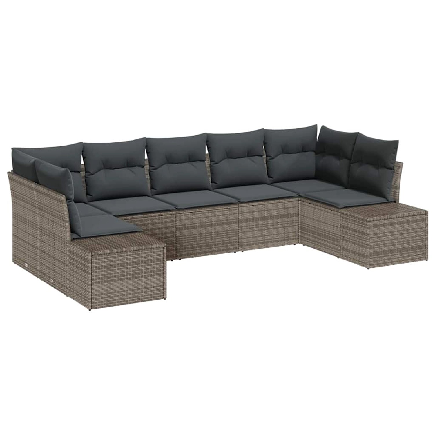 vidaXL Garten-Sofa-Set mit Kissen 7-Tlg Grau Poly Rattan 3347209 günstig online kaufen