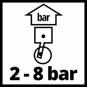 Symbol für 2-8 bar Druck der Einhell Ausblaspistole