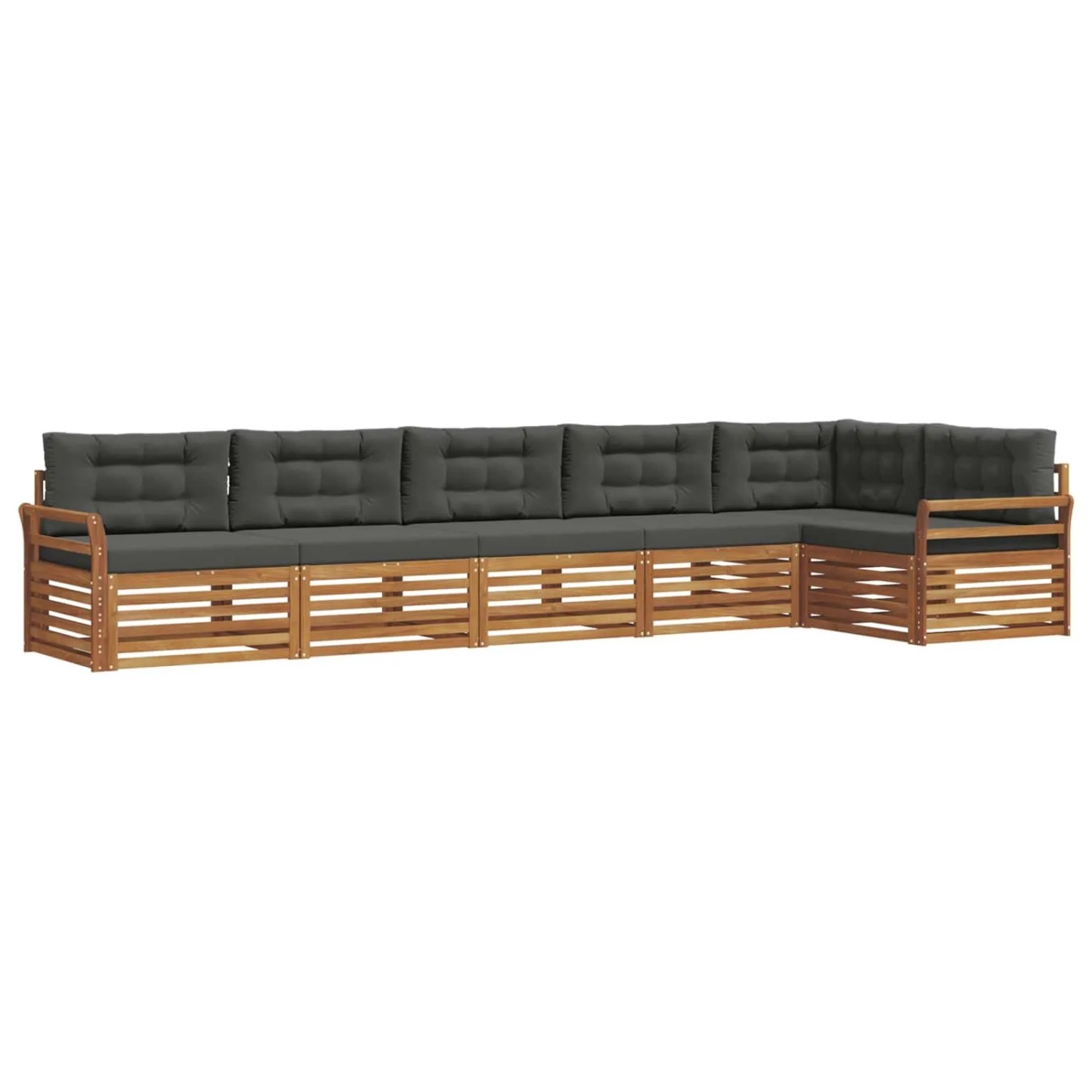 vidaXL Outdoor-Sofagarnitur mit Kissen 6-Tlg Natur und Anthrazit 3373542