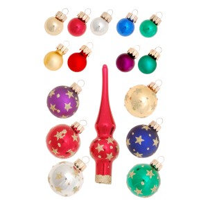 Krebs Glas Lauscha Baumschmuck Mini-Dekoset mit Spitze Mehrfarbig 3cm