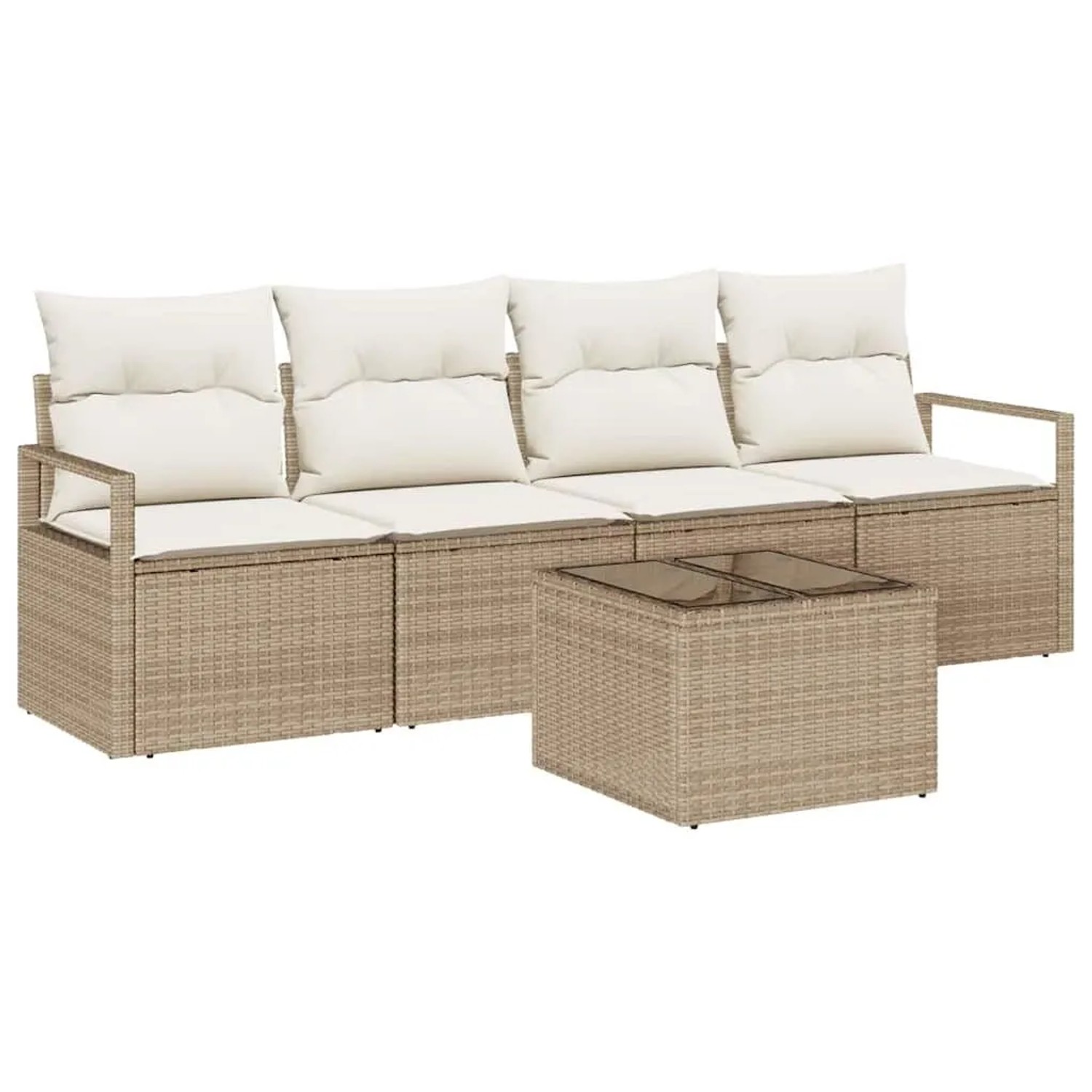 vidaXL Sofa Set 5-Tlg Beige und Creme Poly-Rattan 3346251 günstig online kaufen