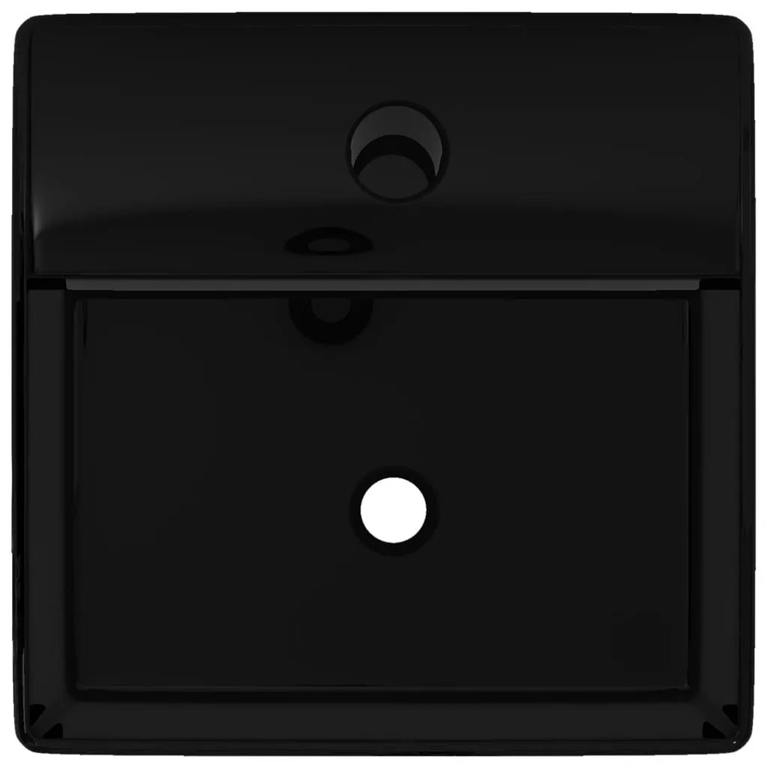 Quadratisches, schwarzes Keramik Waschbecken mit Hahnloch von vidaXL.