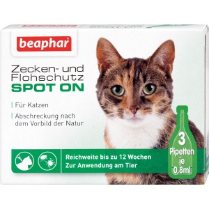 Beaphar Zecken- und Flohschutz Spot on für Katzen, 3er Packung.