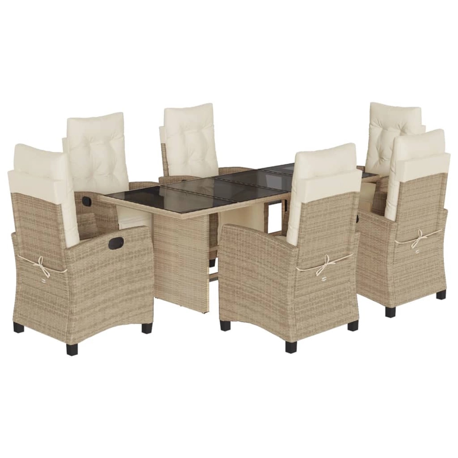 vidaXL 7-tlg Garten-Essgruppe mit Kissen Beige Poly Rattan Modell 28 günstig online kaufen