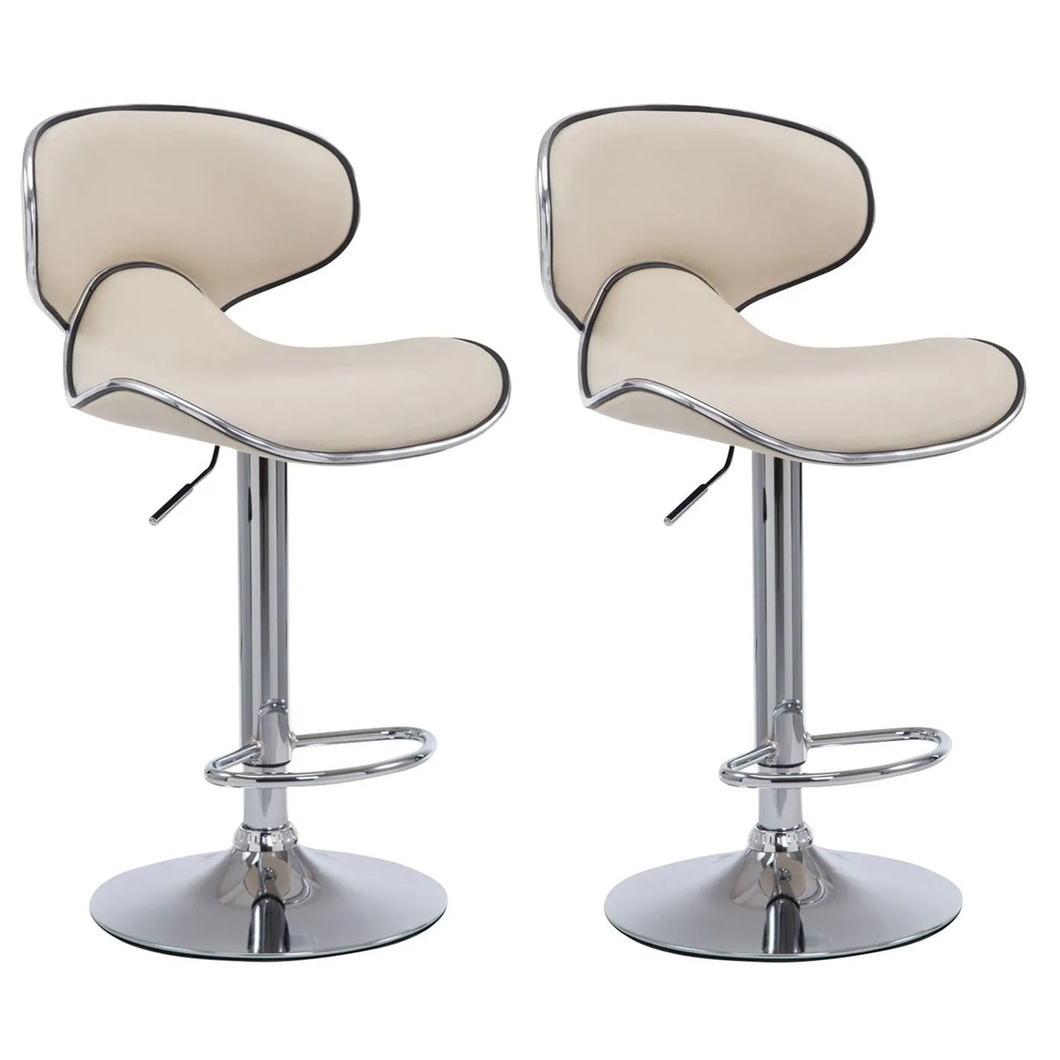 CLP 2er Set Barhocker Las Vegas Kunstleder Creme/Chrom