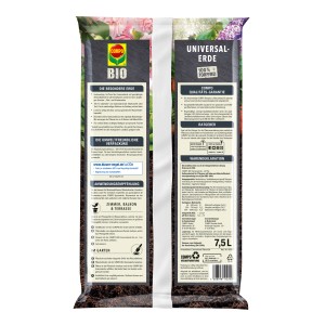 Compo Bio Universal-Erde, 7,5 l Sack, torffreie Erde für Zimmer-, Balkon- und Gartenpflanzen.