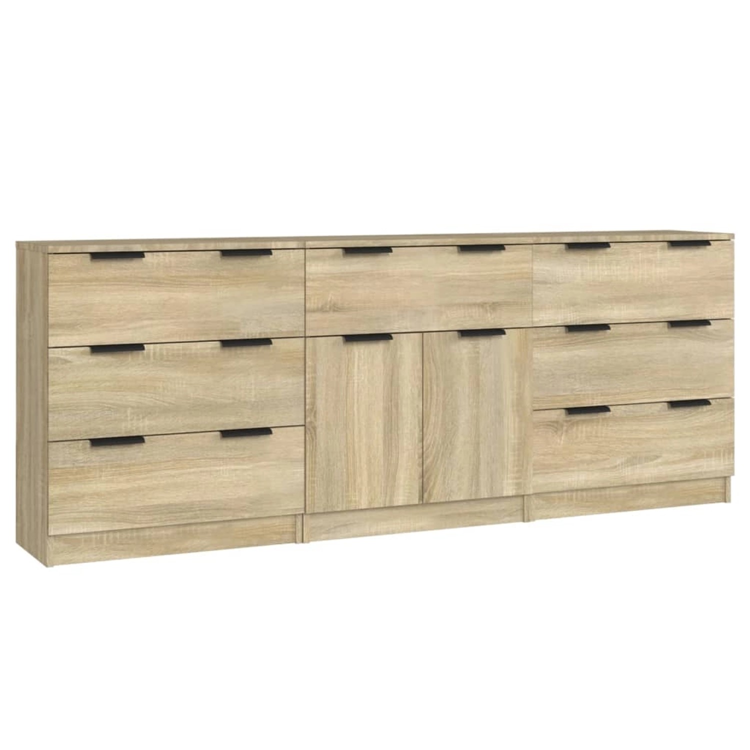 vidaXL 3-Tlg Sideboard Sonoma Eiche-Optik Holzwerkstoff 3115798