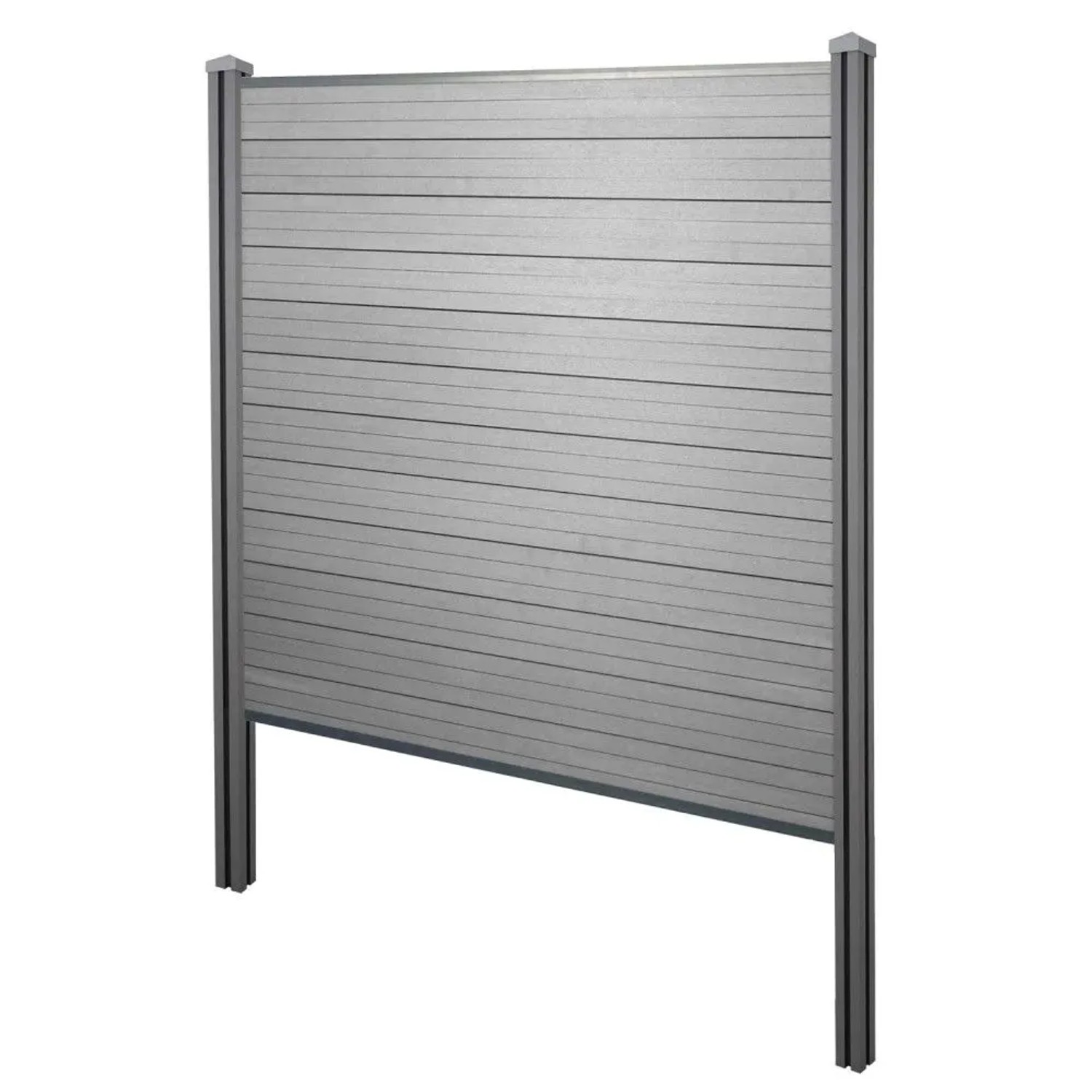 MCW WPC-Sichtschutz Savoie Windschutz Zaun WPC-Pfosten Zum Einbetonieren - Basiselement 195cm Grau