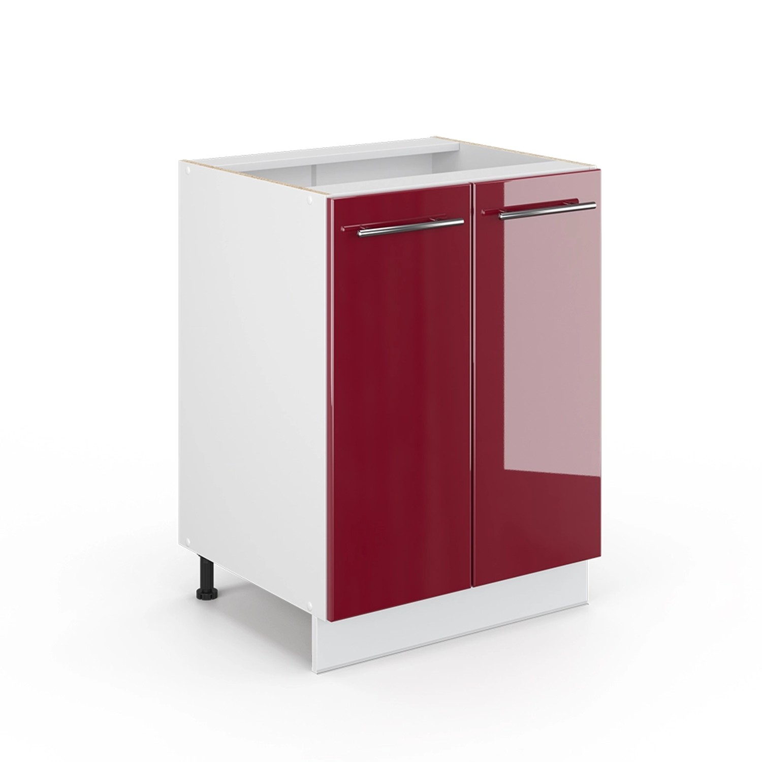 Vicco Küchenunterschrank Fame-Line Bordeaux Hochglanz/Weiß 60 cm ohne Arbeitsplatte