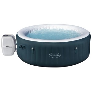 Dunkelgrüner Bestway Miami AirJet aufblasbarer Whirlpool für 6 Personen, 196x66 cm, mit sprudelndem Wasser und Pumpe.