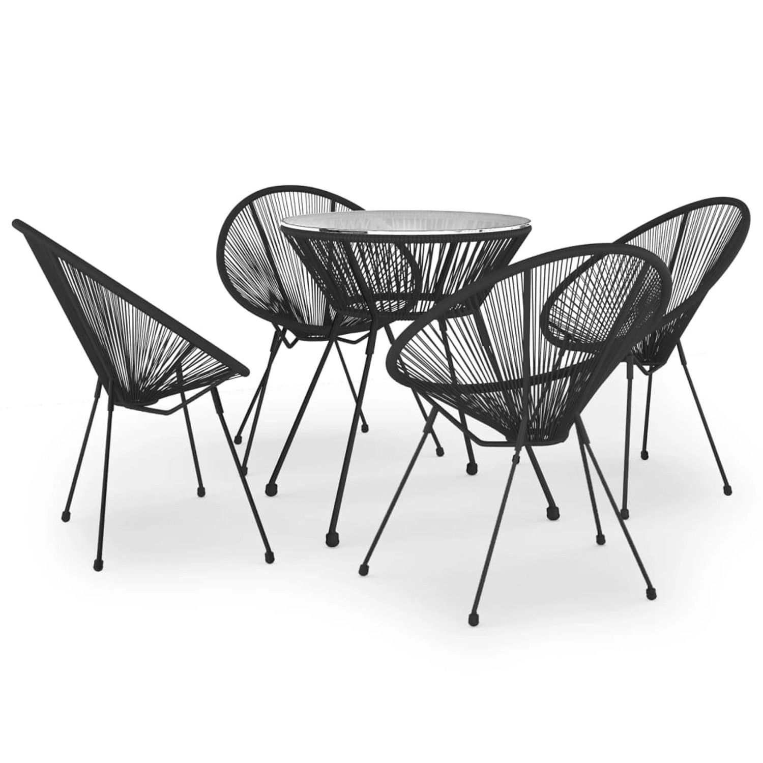 Vidaxl 5-tlg. Garten-essgruppe Pvc Rattan Schwarz günstig online kaufen