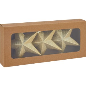 Weihnachtsdeko: 3 goldene Sterne im Set, Baumbehang für festlichen Glanz.