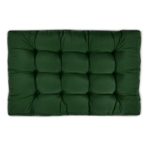 Dunkelgrünes Palettenkissen 120x80x15cm mit Heftungen. Robustes Sitzkissen für Europaletten, Indoor & Outdoor.