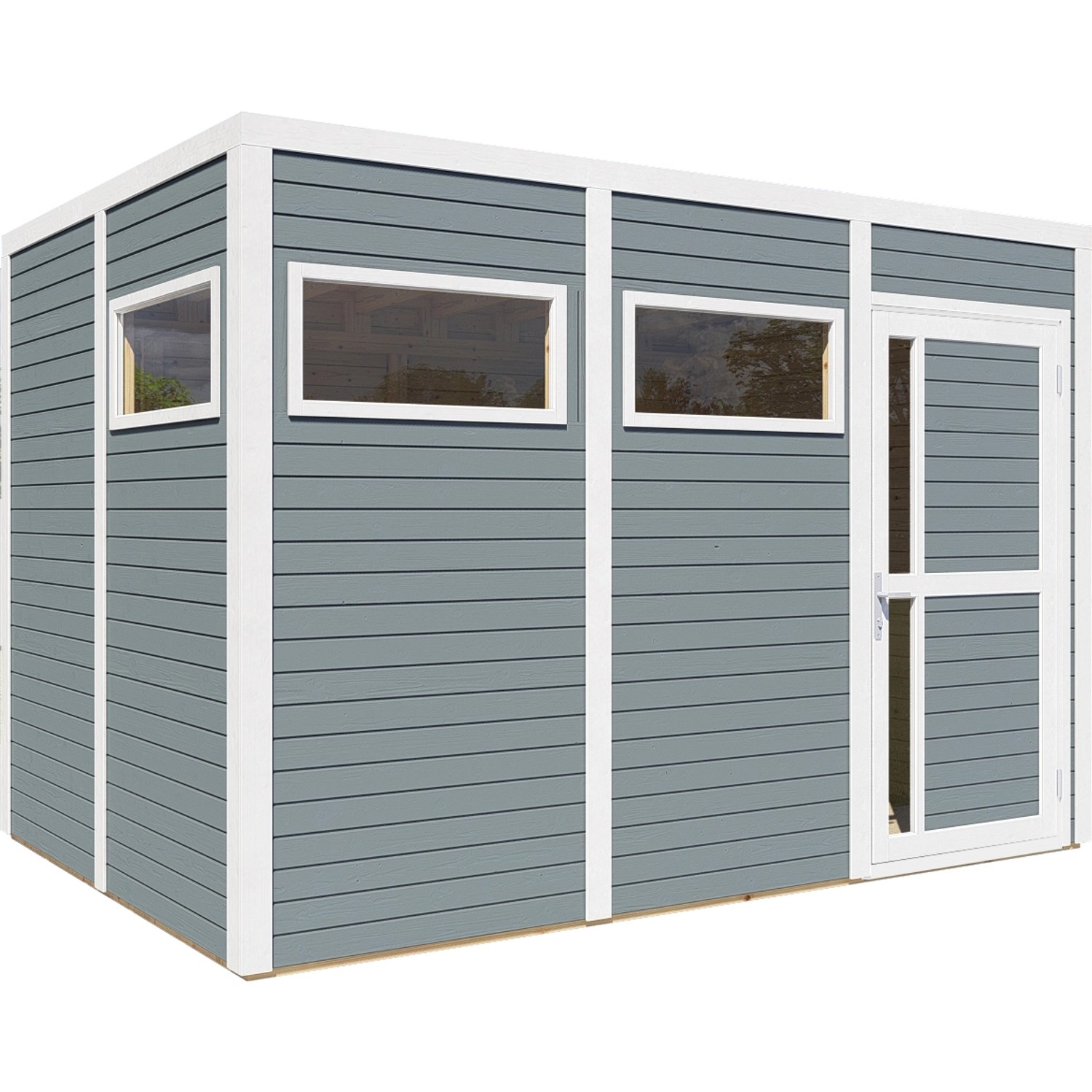 Bertilo Holz-Gartenhaus Cubus 3 Hellgrau 337 cm x 234 cm FSC®