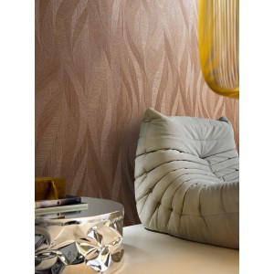 Beige-rote Marburg Vliestapete Papis Loveday mit Wellenmuster im Wohnraum.