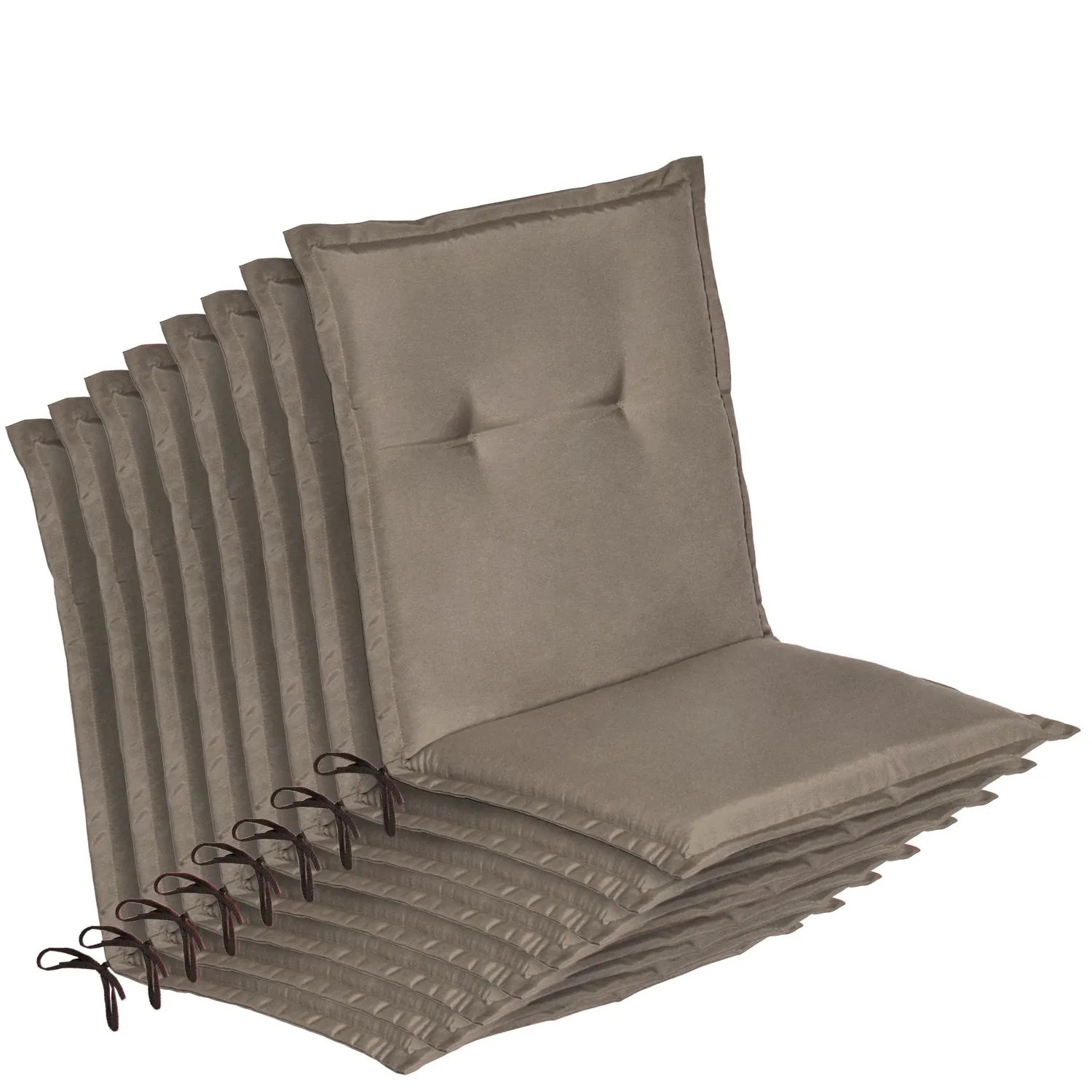 Beautissu 8er Set Niedriglehner Auflage Gartenstuhl Loft NL 100x50x6cm Taupe