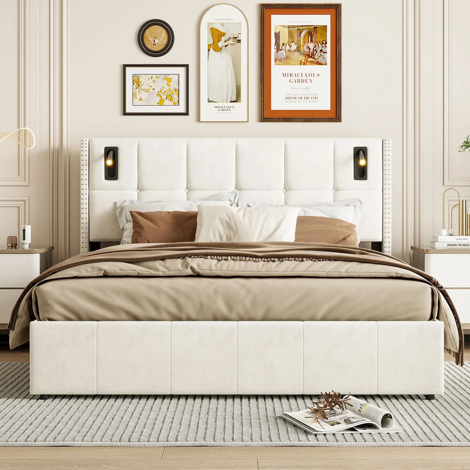 PXloue Doppelbett 160x200cm mit Stauraum&Leselampe für Erwachsene_6