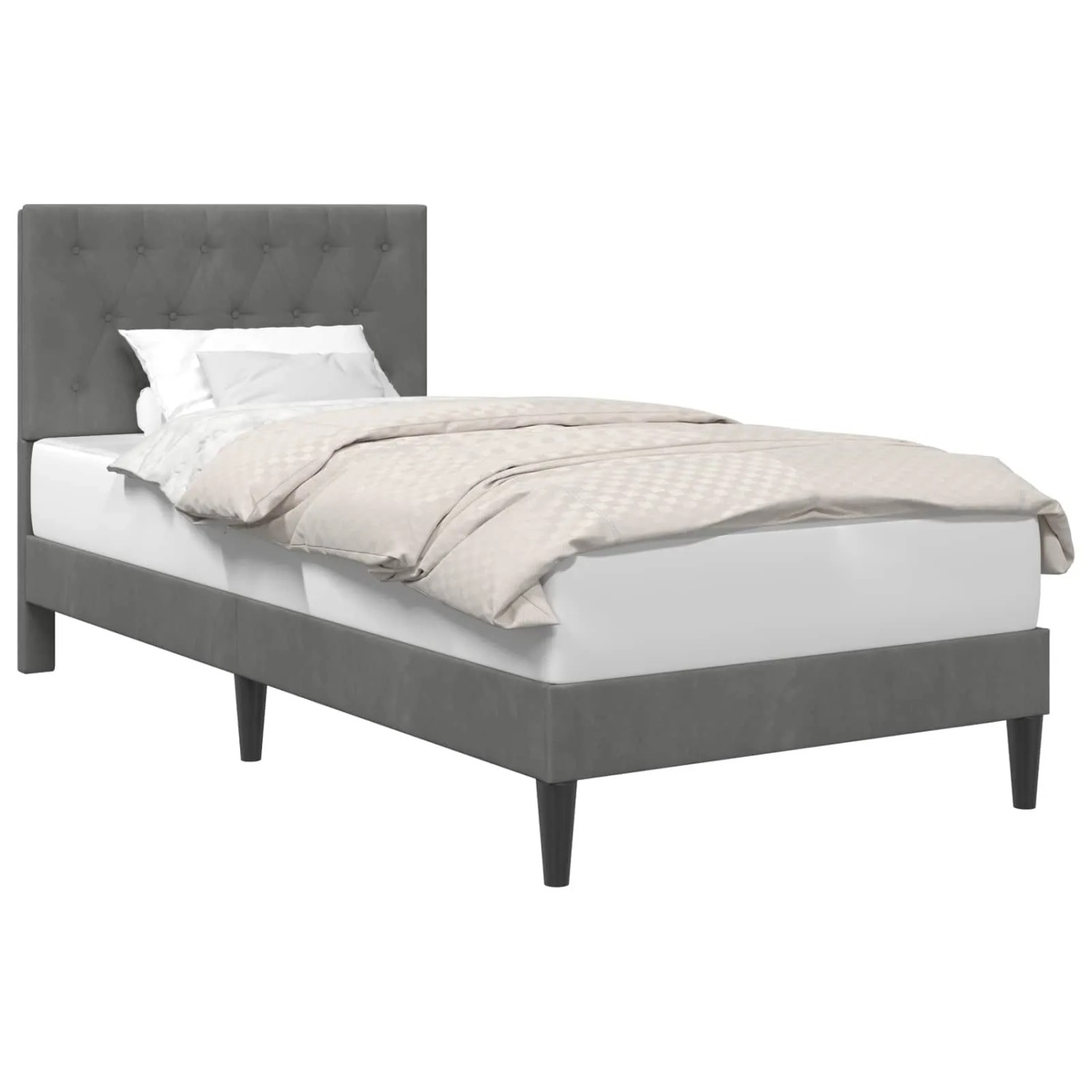 vidaXL Bettrahmen mit Kopfteil Dunkelgrau 90 x 190 cm Samt 42027632