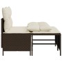 Braune 4-tlg. vidaXL Garten-Sofagarnitur aus Polyrattan mit cremefarbenen Kissen.