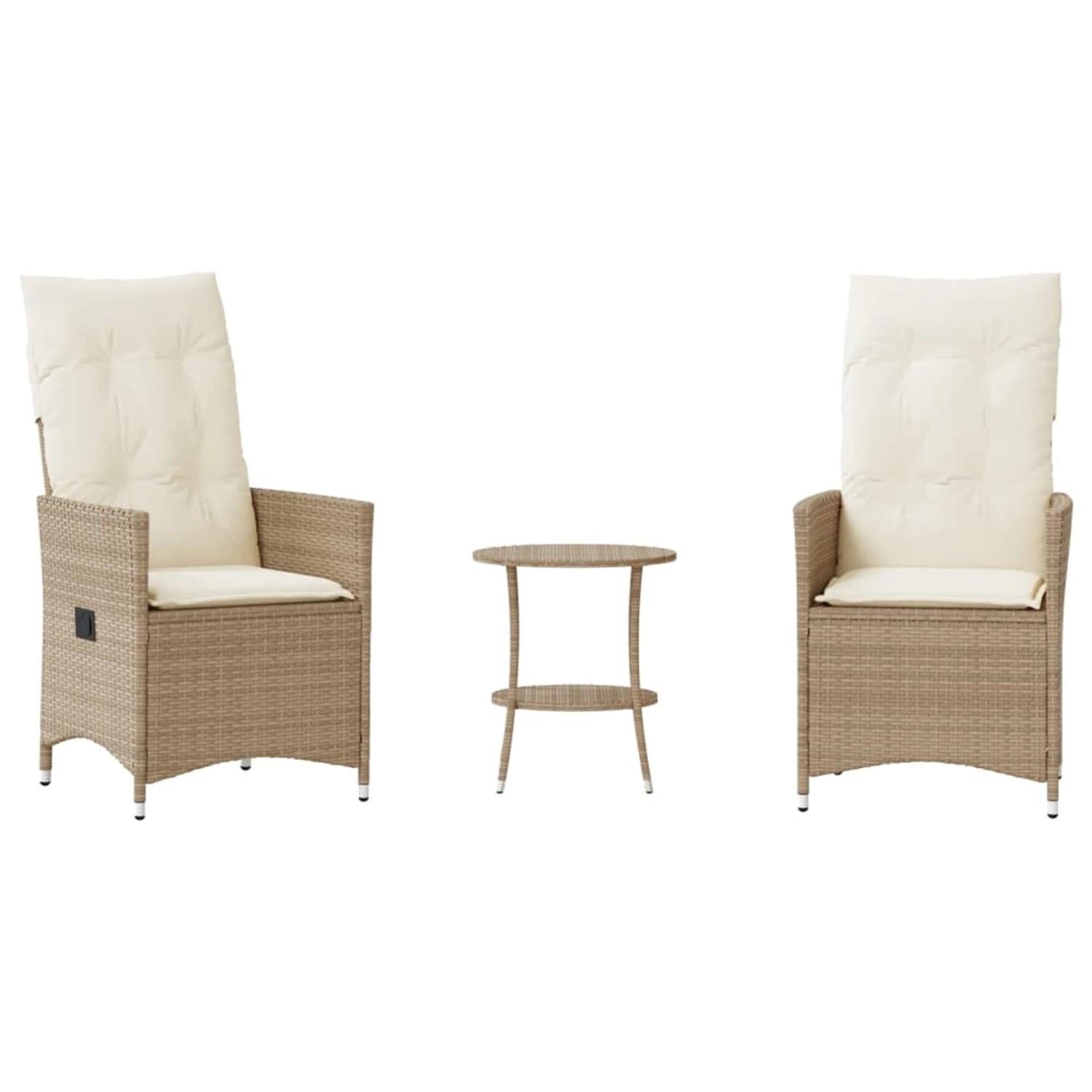 vidaXL 3-tlg Bistro-Set mit Kissen Beige Poly Rattan Modell 11
