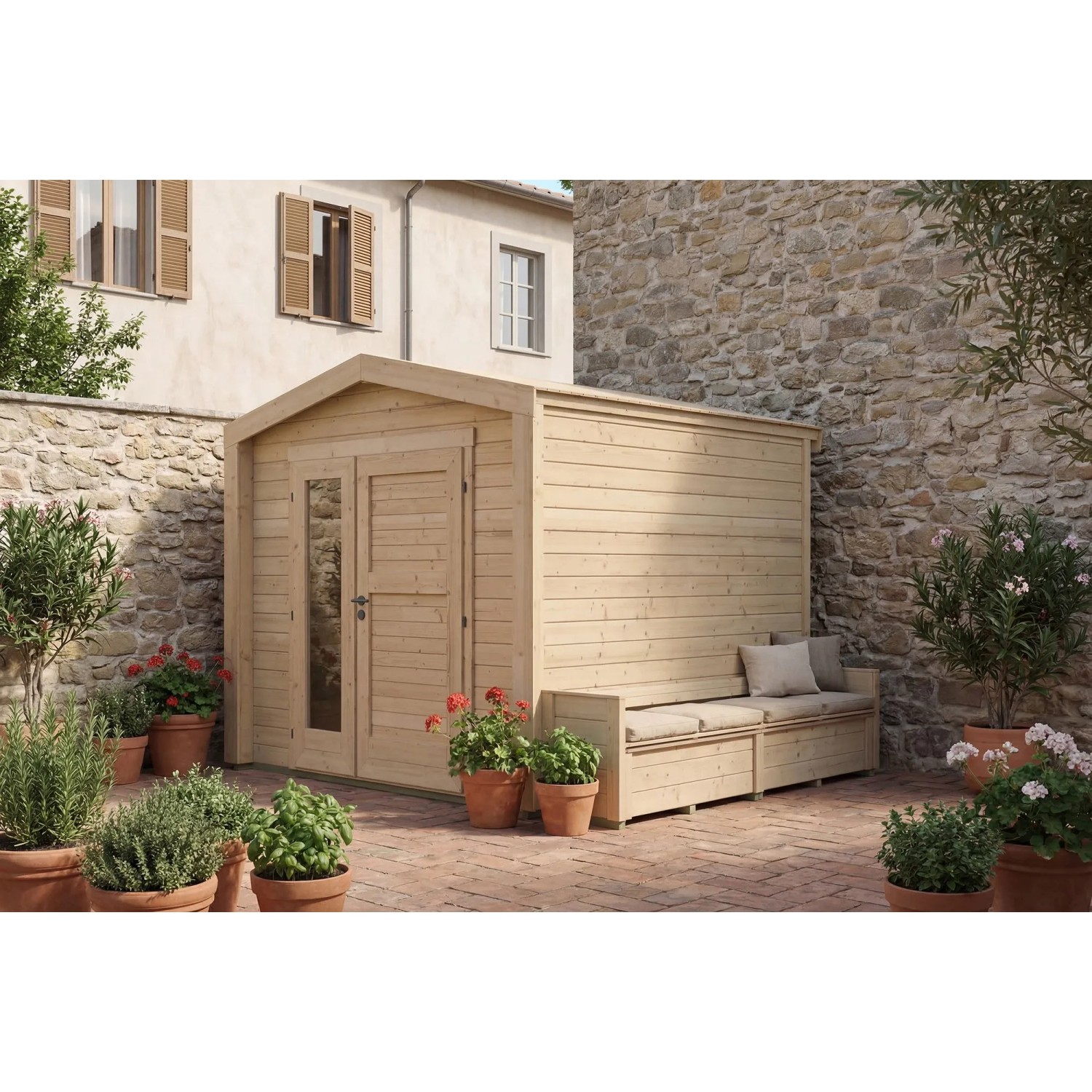 Weka Holz-Gartenhaus Killarney Satteldach Natur Unbehandelt 308 cm x 263 cm