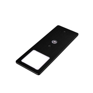 Schwarze LED Unterbauleuchte mit Touchdimmer, 5W, warmweiß, für Küche & Möbel.