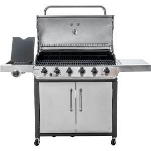 Char-Broil Gasgrill Convective 640 S mit 6 Brennern und Seitenkocher aus Edelstahl.