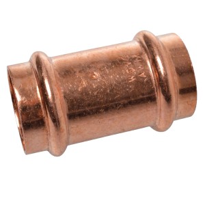 Kirchhoff CU-Doppelmuffe, 15 mm, blank. Kupfer Pressfitting für Trinkwasser- und Heizungsinstallation.