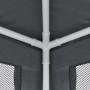Detailaufnahme Partyzelt Anthrazit 3x6m: Weiße Rahmenkonstruktion, graue Mesh-Seitenwände und Dach.