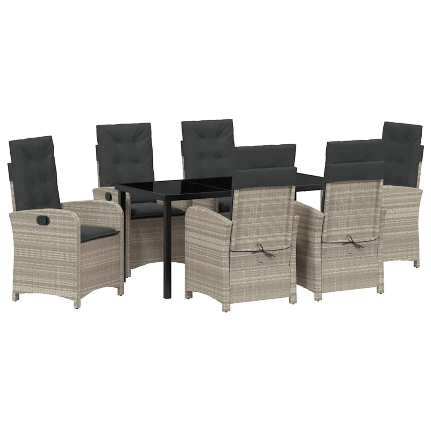 vidaXL Garten Essgruppe 7-Tlg Hellgrau Poly Rattan 3380299 günstig online kaufen