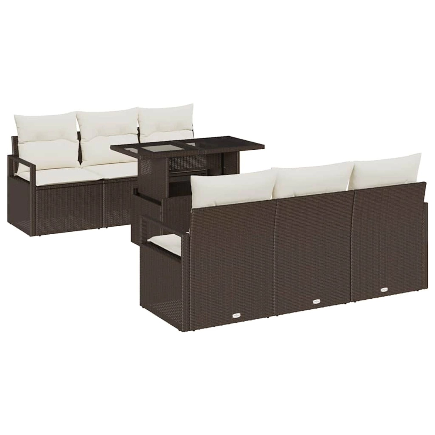 vidaXL Garten-Sofa-Set mit Speicher 7-Tlg Braun Poly Rattan 3357481 günstig online kaufen