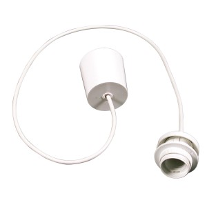 Weiße Lampenaufhängung mit Schraubmantel für Pendelleuchten, E27 Fassung.