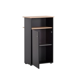 PROREGAL Empfangstheke in Eiche & Schwarz mit Fächern und Tür, ideal als Aktenschrank.