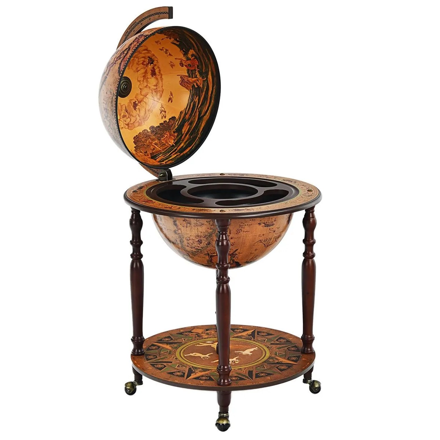 Costway Globusbar Barschrank mit Rollen Deckel für Flaschen günstig online kaufen