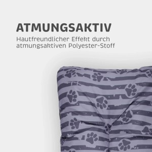 Anthrazit Hundekissen (70x100) mit Pfotenmuster, ideal als Hundebett oder Hundekorb.