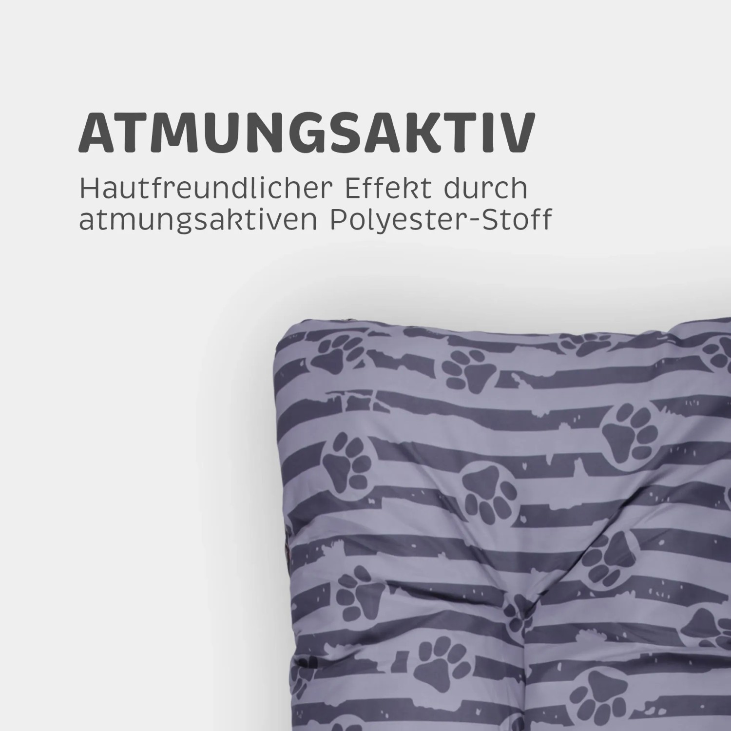 Anthrazit Hundekissen (70x100) mit Pfotenmuster, ideal als Hundebett oder Hundekorb.