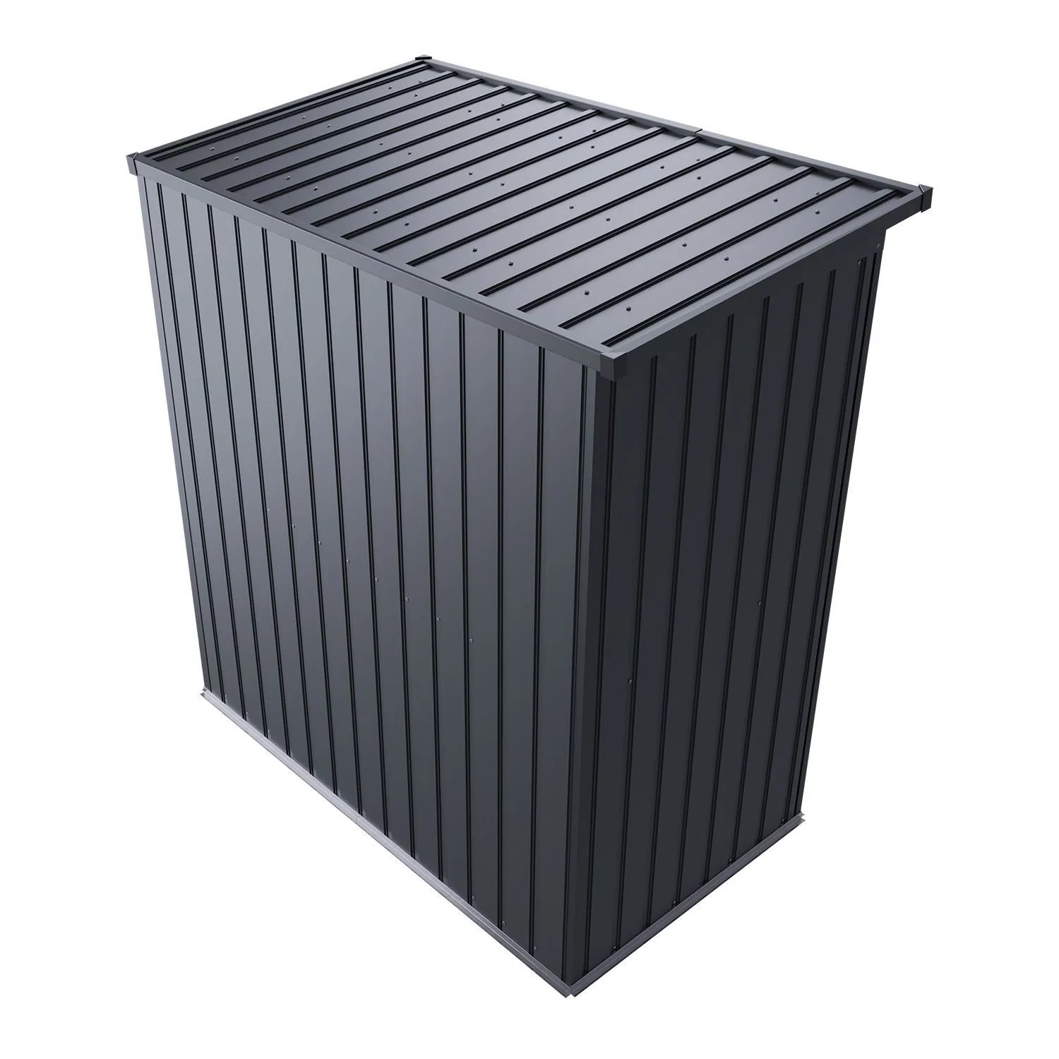 Dunkelgrauer Juskys Metall Geräteschuppen S mit Pultdach für den Garten.