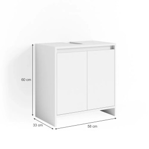 Weißer Vicco Waschbeckenunterschrank Emma, 58x60 cm, mit zwei Türen. Badmöbel für mehr Stauraum im Badezimmer.