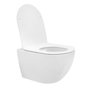 Spülrandloses Hänge-WC in Weiß Matt mit Softclose WC-Sitz aus Duroplast.