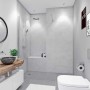 Breuer Duschrückwand Quick 72 Marmor Grau, 100x210 cm, im modernen Badezimmer.