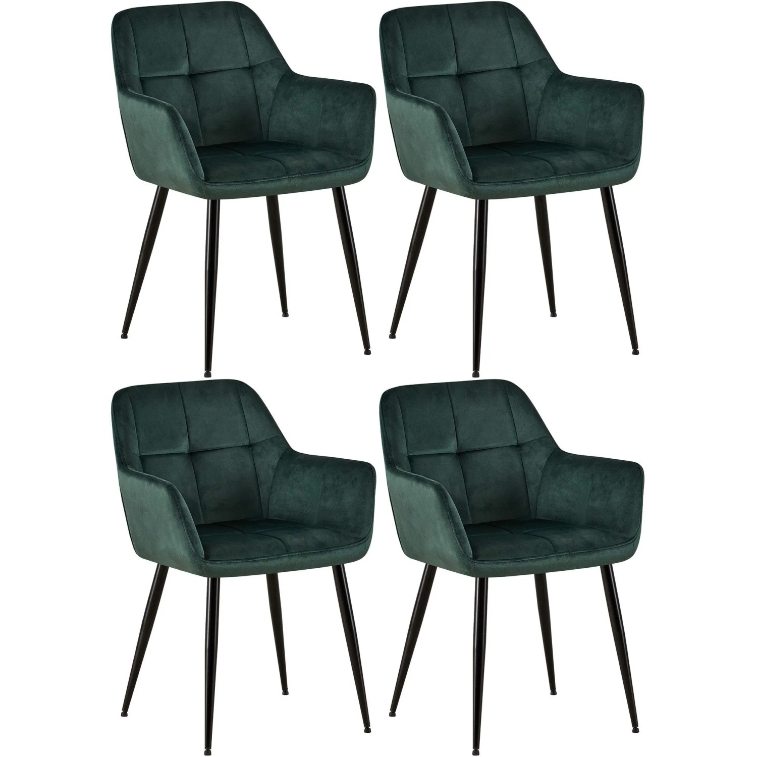 CLP 4er Set Esszimmerstühle Emia grün/Samt