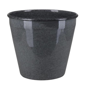 A.H.G. Metall-Übertopf, anthrazit, Ø 14,5 cm, mit Ablaufstopfen für den Garten oder Innenbereich.