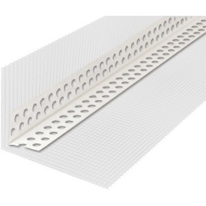 Weißer Laier PVC-Eckwinkel mit Gewebe für Putzträger, 8x12x250cm.
