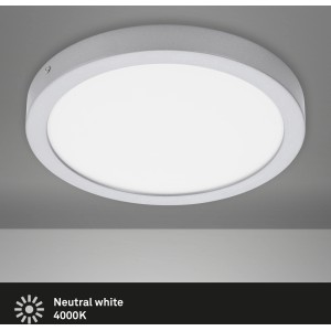 Runde, matte Chrom Briloner LED Deckenleuchte/Wandleuchte Fire, 30 cm Durchmesser.