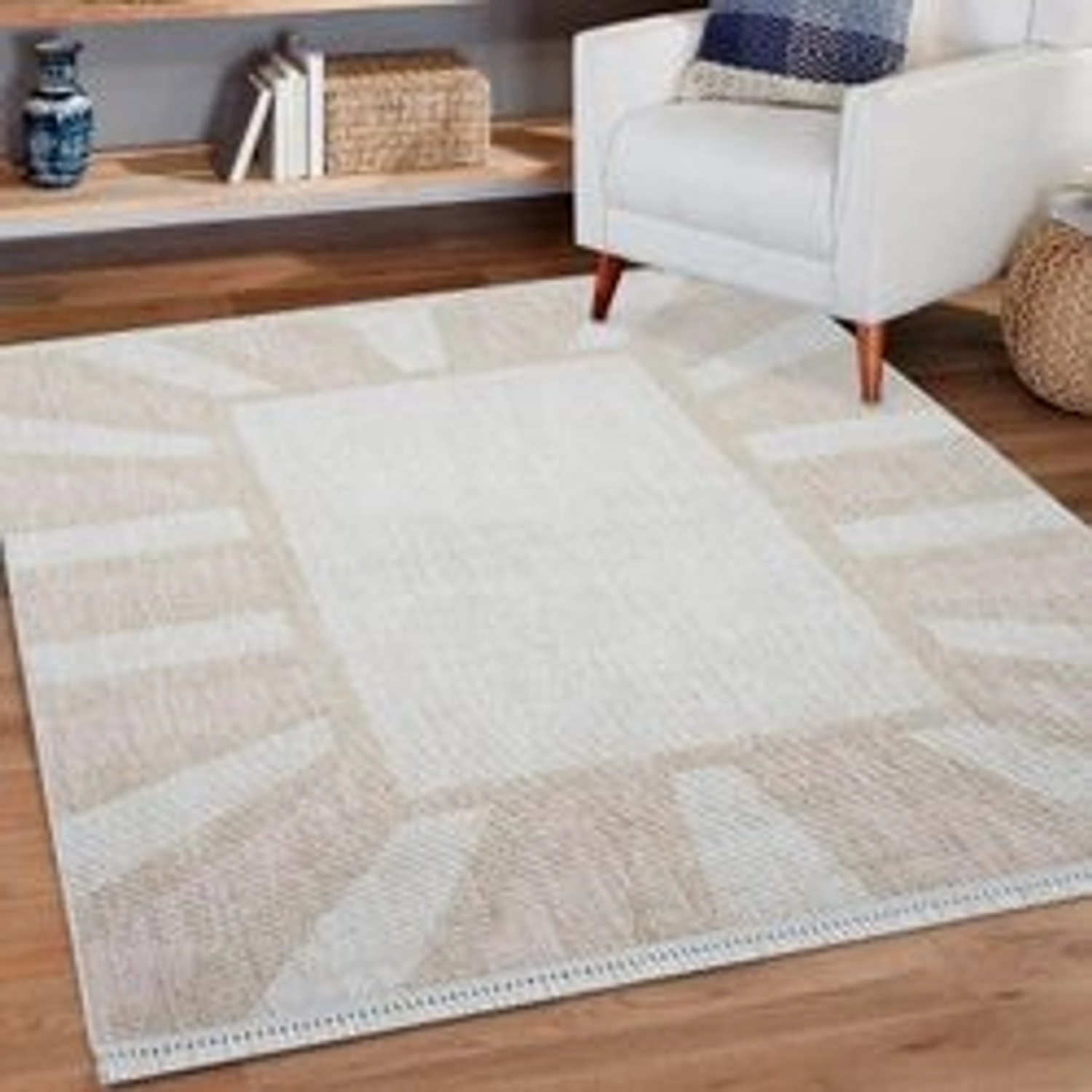 Rosa payé Teppich Klassiko mit Fransen, 200x290 cm. Kurzflor Teppich im Boho-Look.