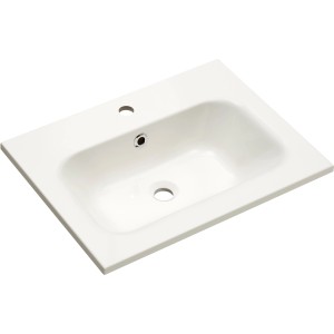 Pelipal Mineralmarmor Waschbecken Quickset 923, 61 cm, weiß, mit Hahnloch und Überlauf.