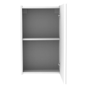 Offener, weißer Badmobil Juna Spiegelschrank, 40x68x15,8 cm, mit zwei Ablageflächen.