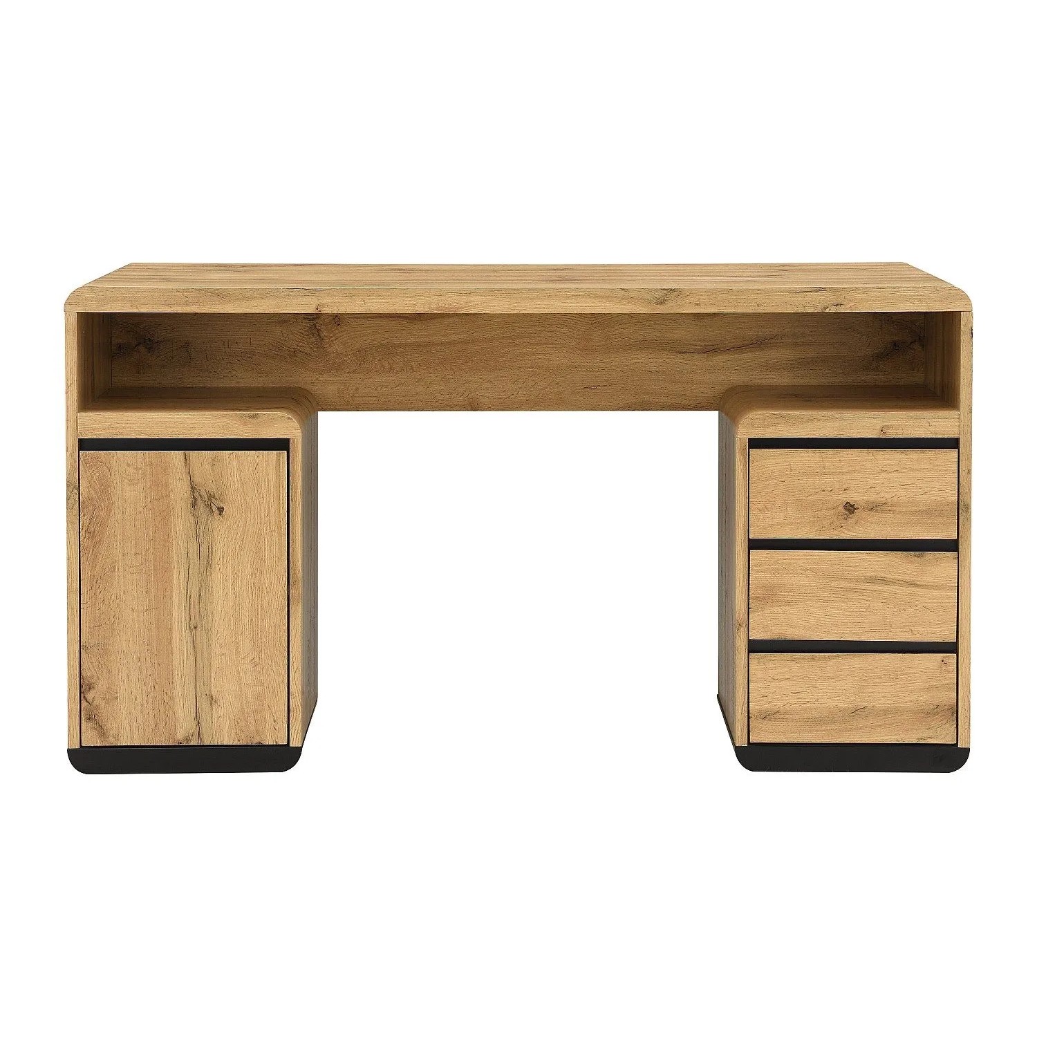 Vente-unique Schreibtisch Serguei Schwarz  Naturfarben Hell 140 cm